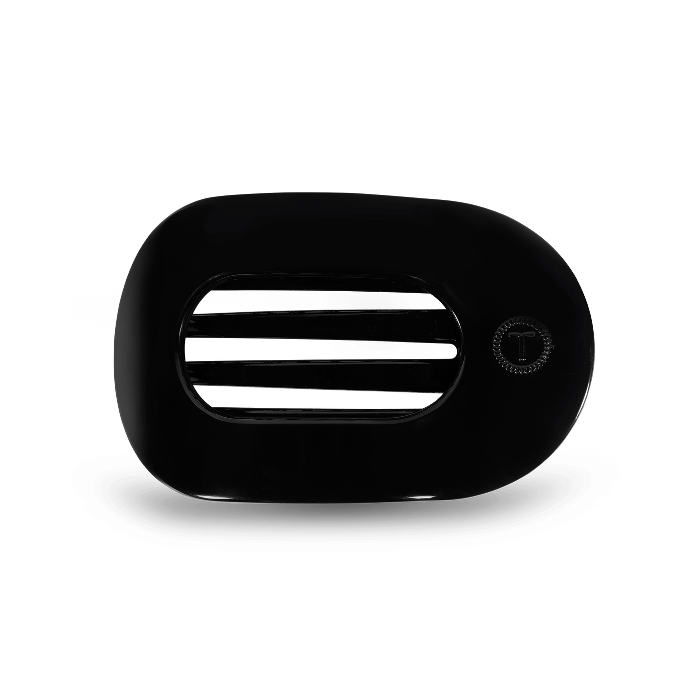 Jet Black Medium Flat Round Hair Clip