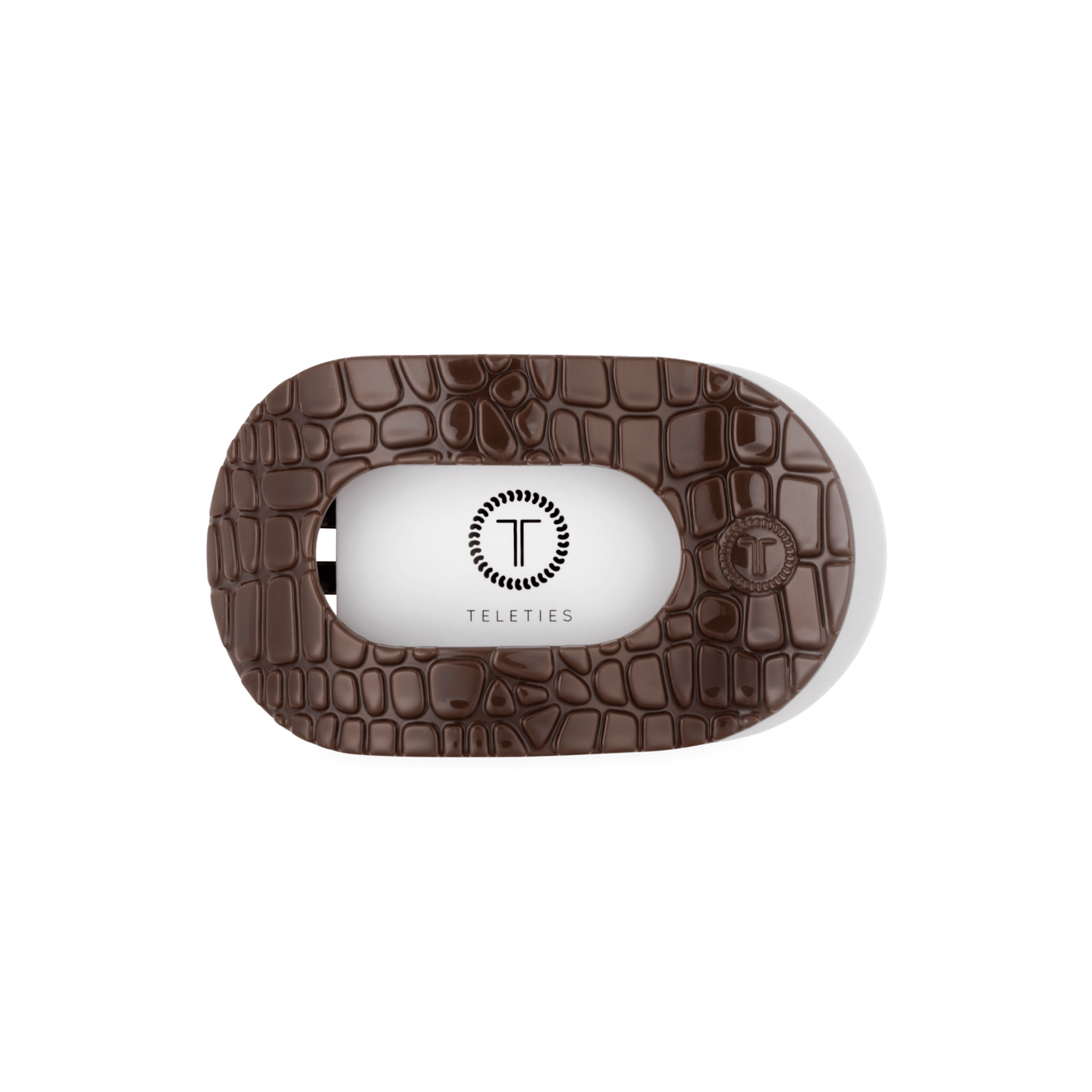 Brown Crocodile Medium Flat Round Hair Clip
