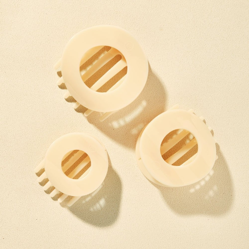 Almond Beige Medium Flat Circle Hair Clip