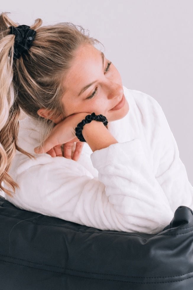 Jet Black Small Silk Scrunchies