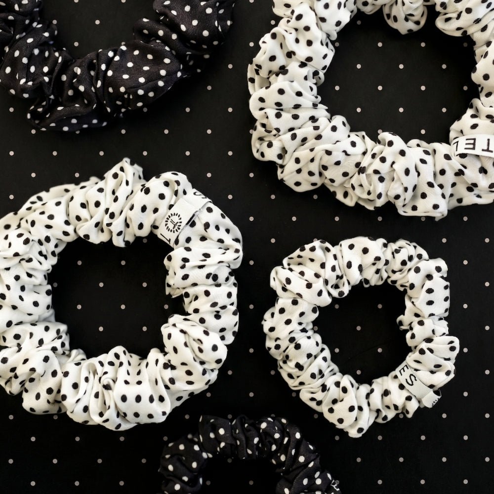 Polka Dot Party Small Silk Scrunchies
