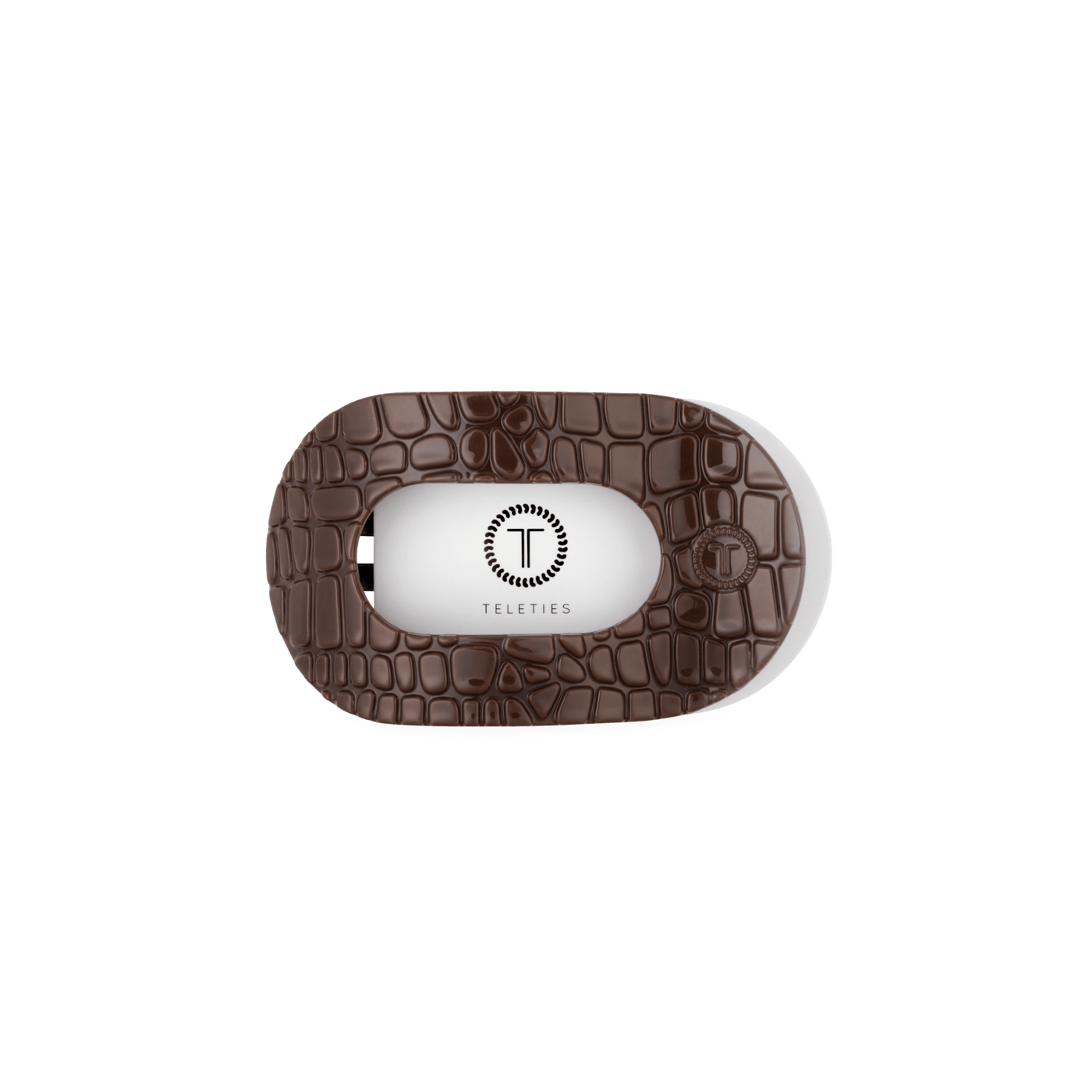 Brown Crocodile Small Flat Round Hair Clip