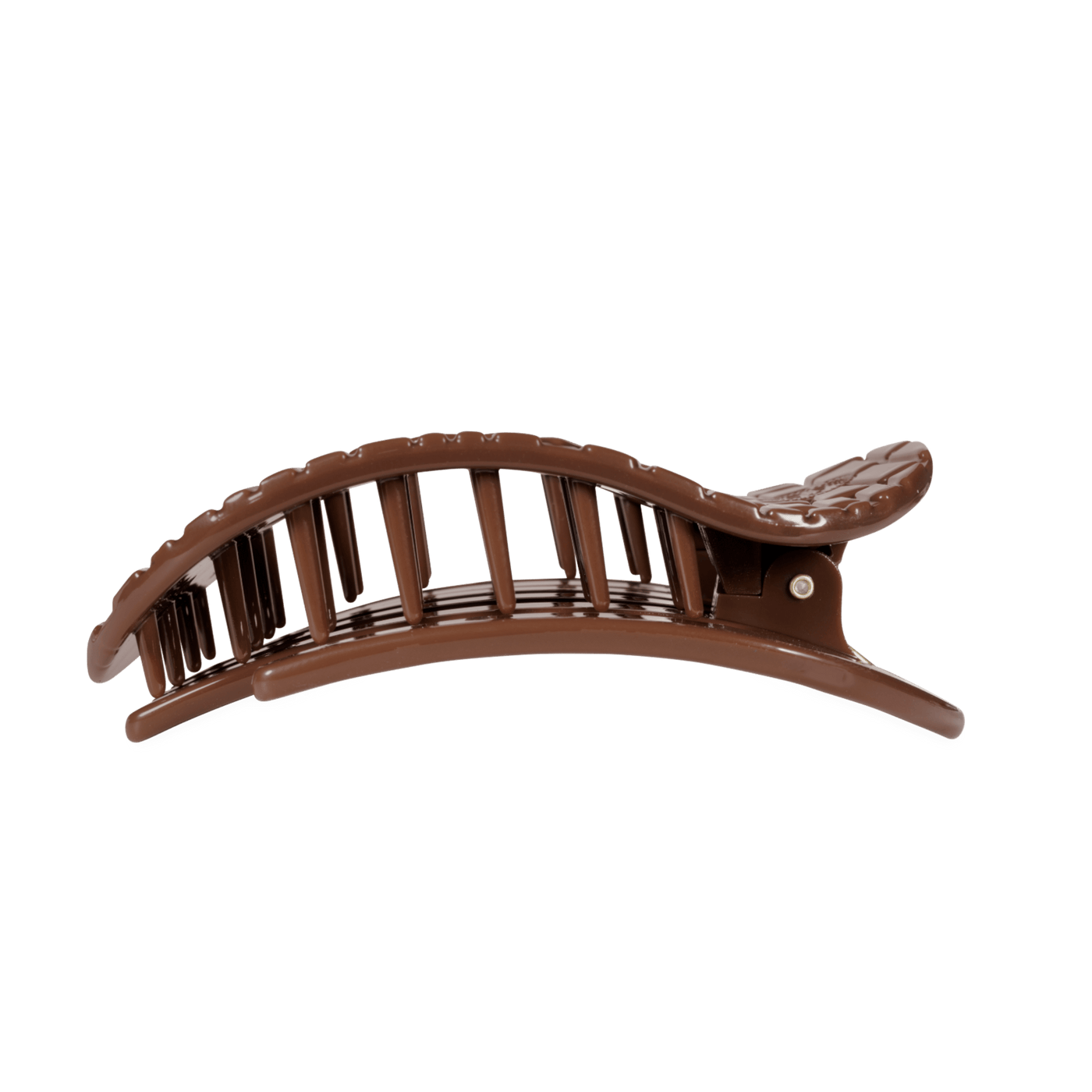 Brown Crocodile Large Flat Round Hair Clip