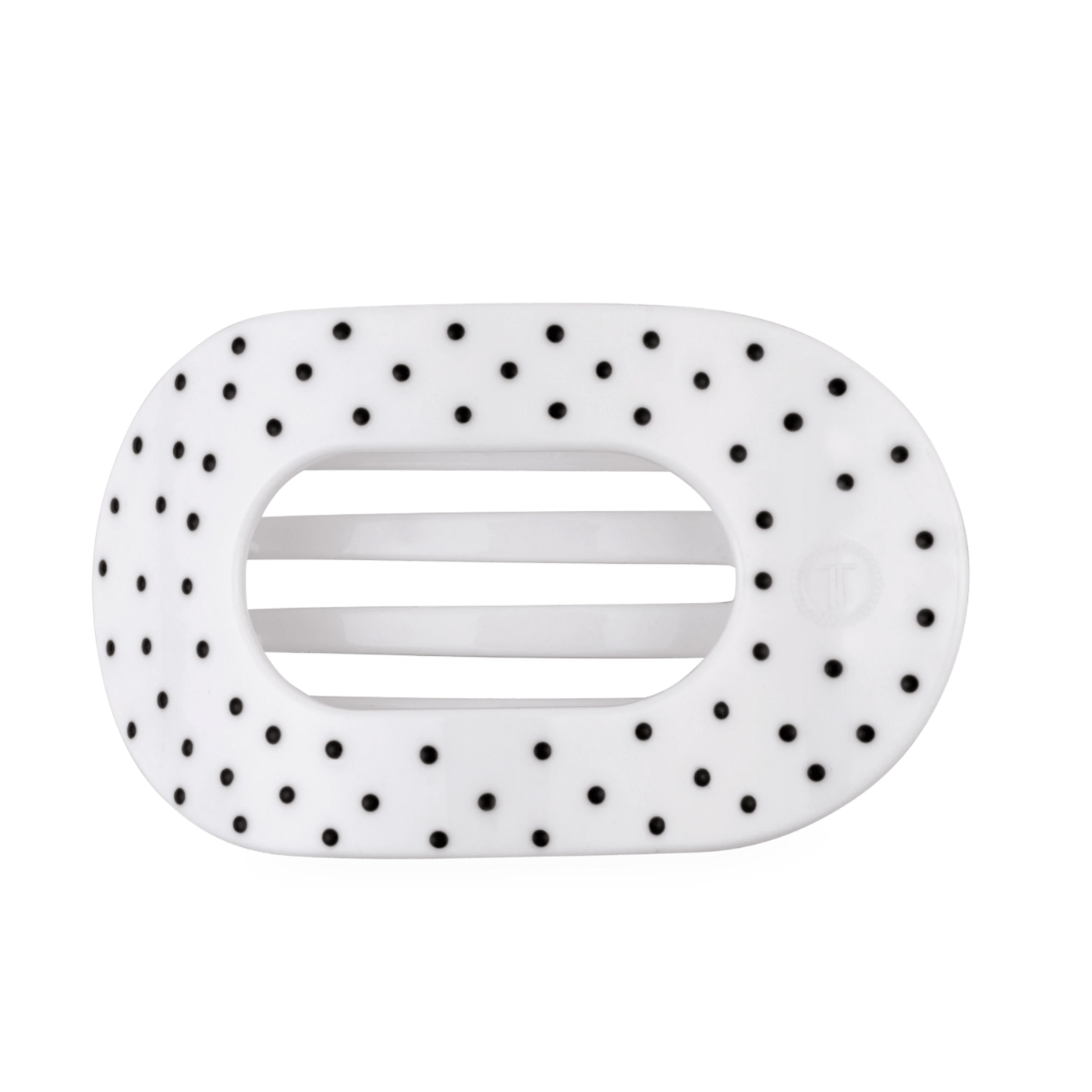 White Polka Dot Party Large Flat Round Hair Clip