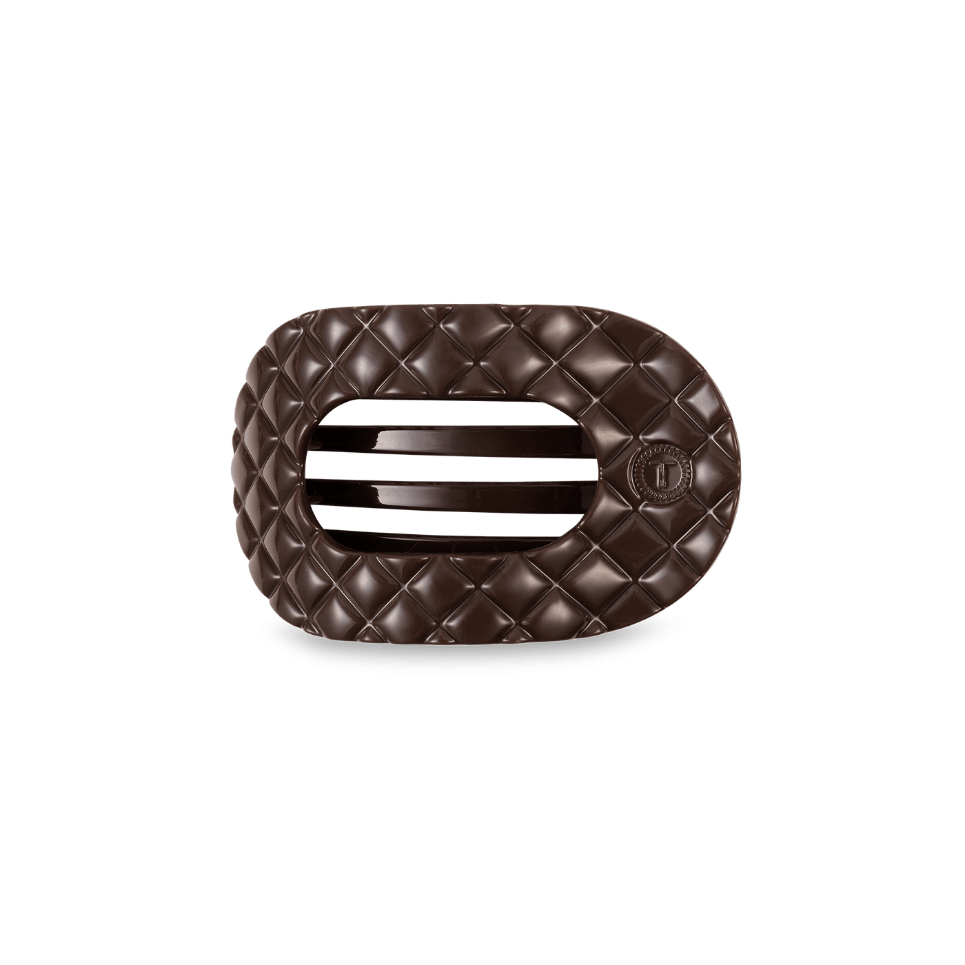 Truly Taupe Quilted Small Flat Round Hair Clip