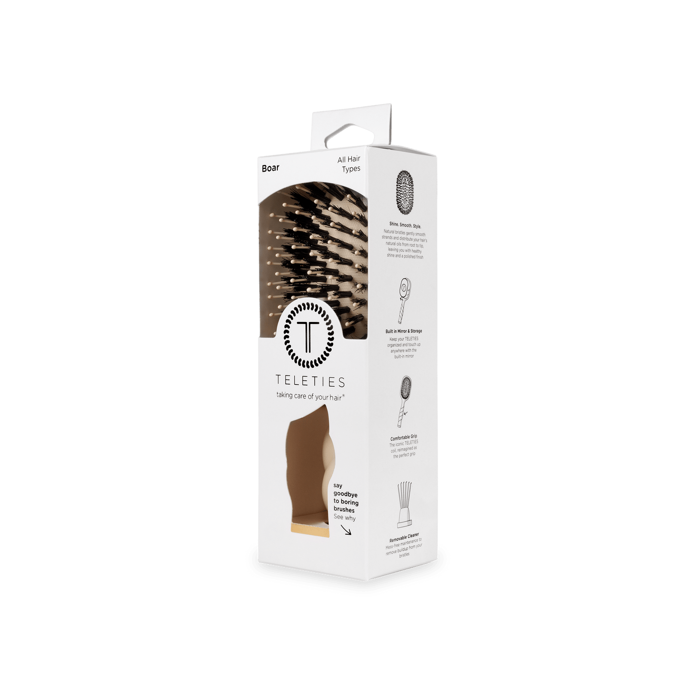 Mini Boar Bristle Hair Brush - Tan