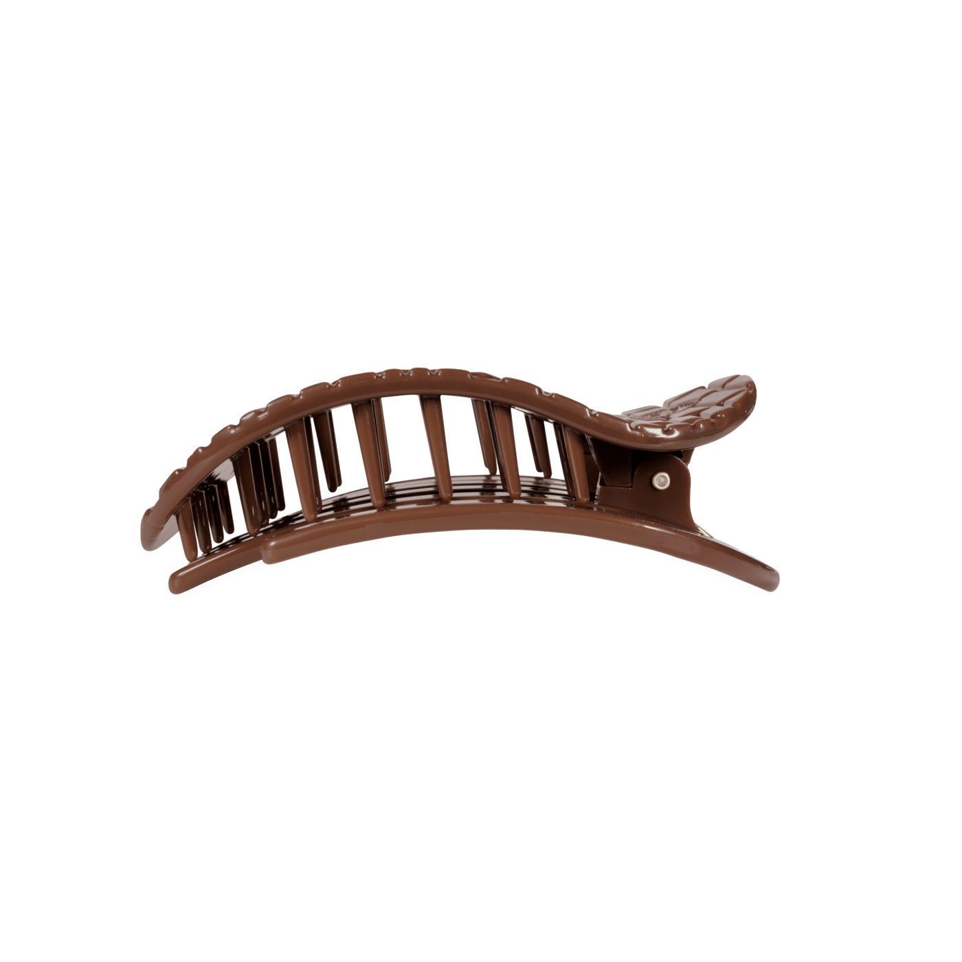 Brown Crocodile Medium Flat Round Hair Clip