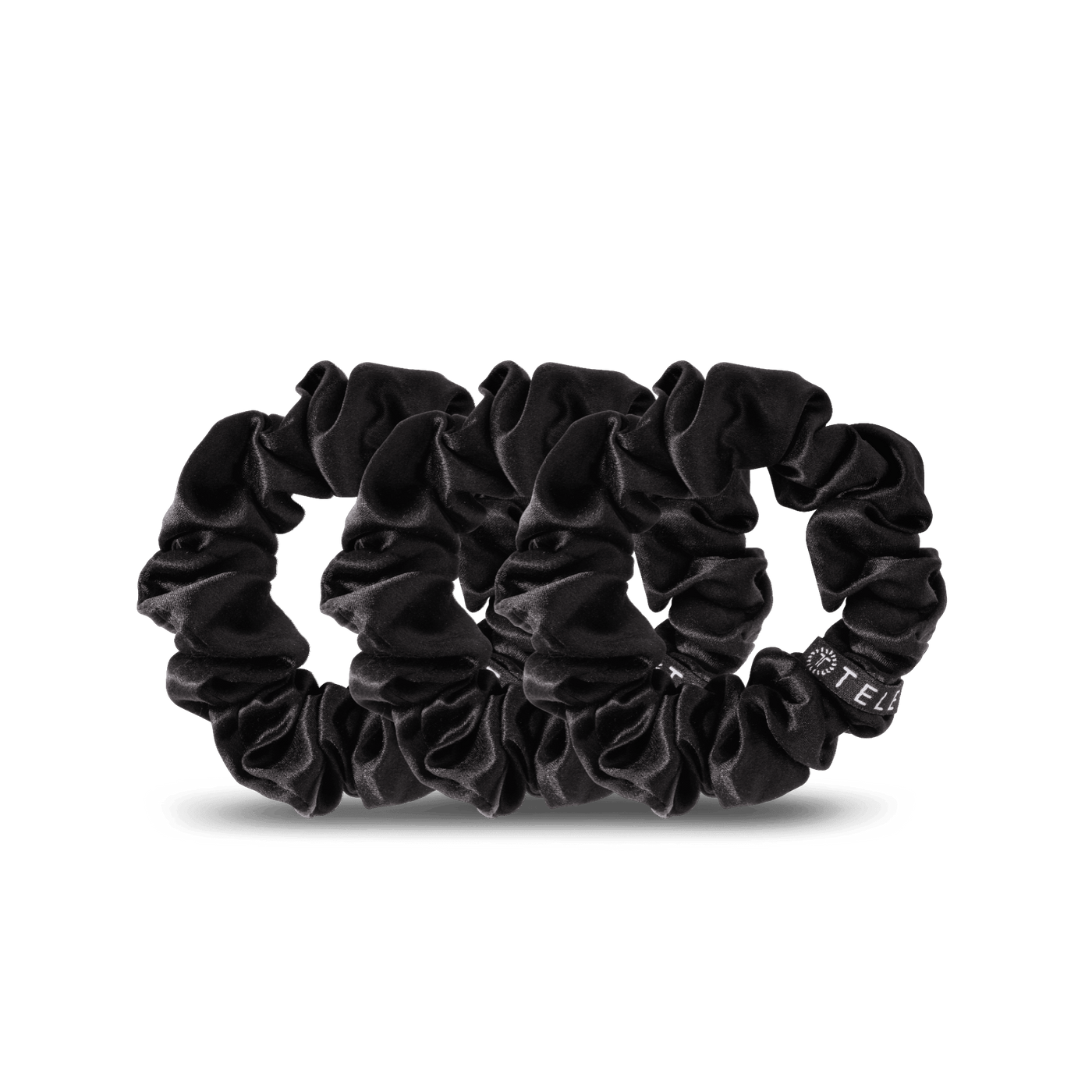 Jet Black Small Silk Scrunchies