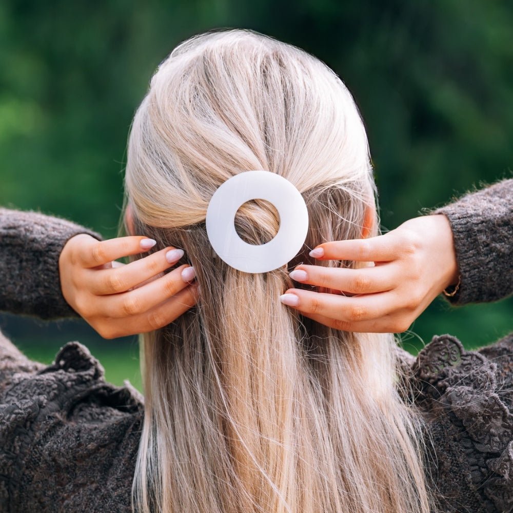 Coconut White Small Flat Circle Hair Clip