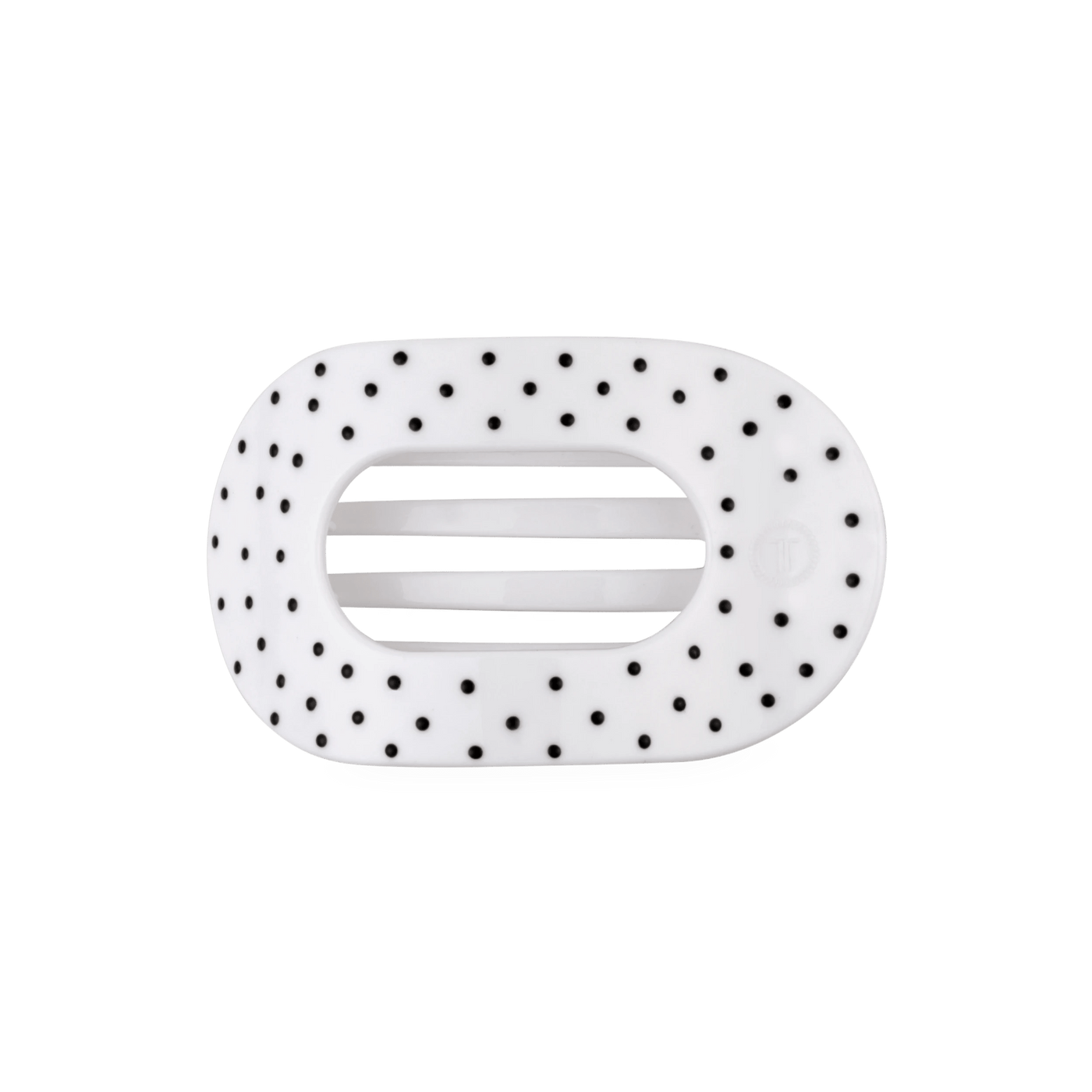 White Polka Dot Party Medium Flat Round Hair Clip