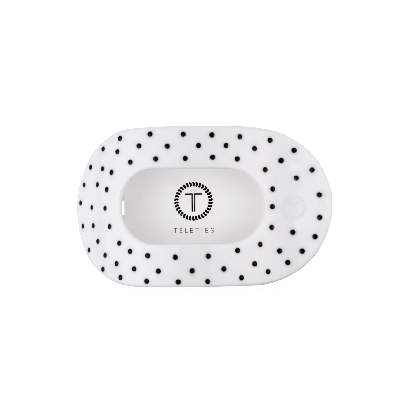White Polka Dot Party Medium Flat Round Hair Clip
