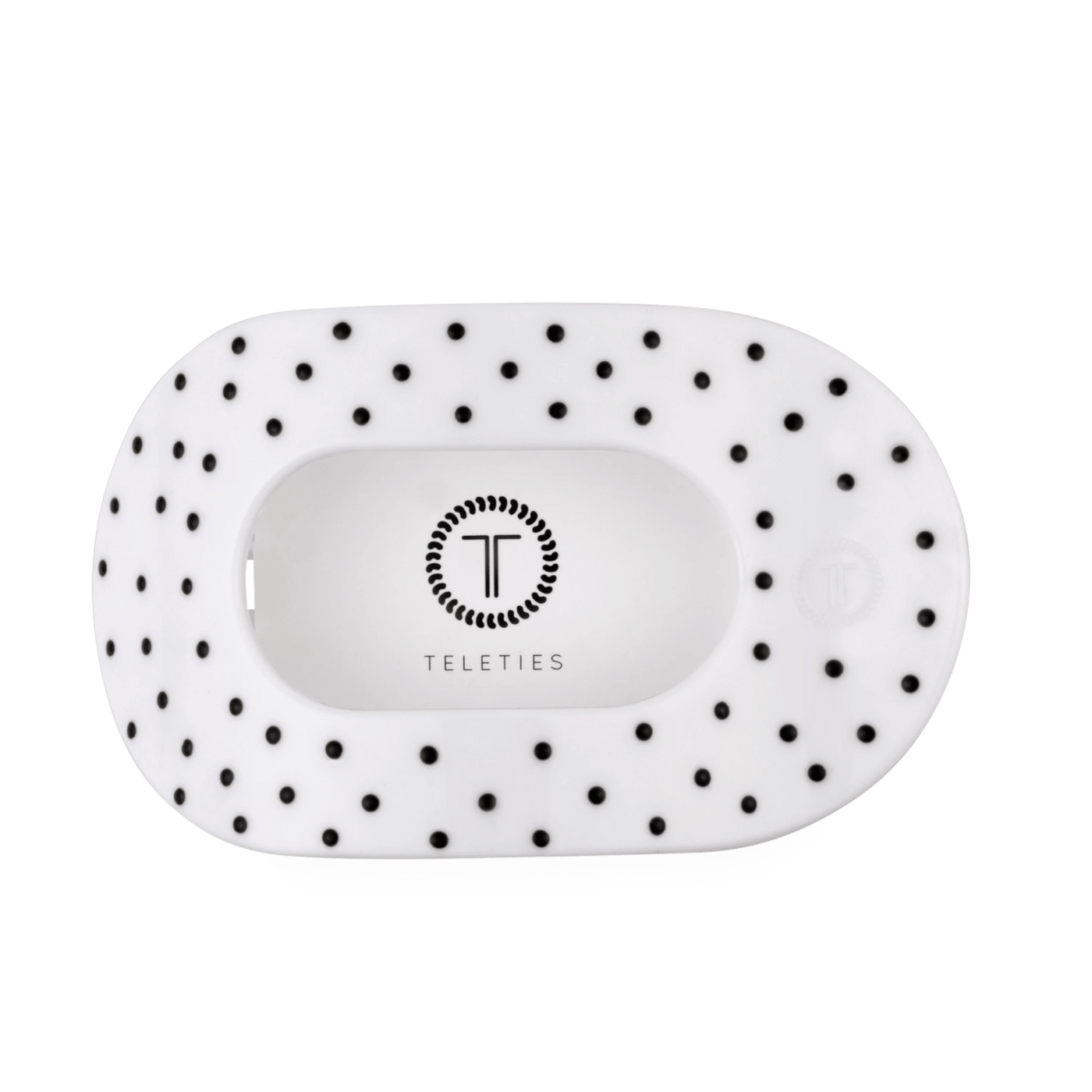 White Polka Dot Party Large Flat Round Hair Clip