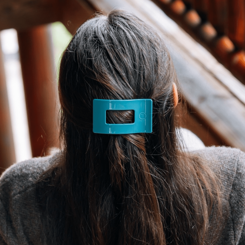 Teal With It Small Flat Rectangle Hair Clip