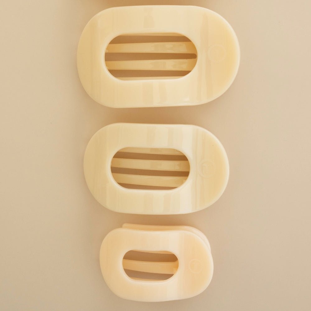 Almond Beige Tiny Flat Round Clip