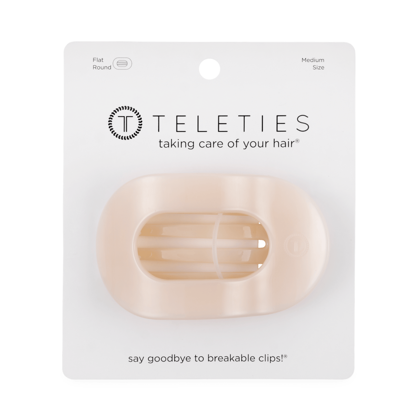 Almond Beige Medium Flat Round Clip