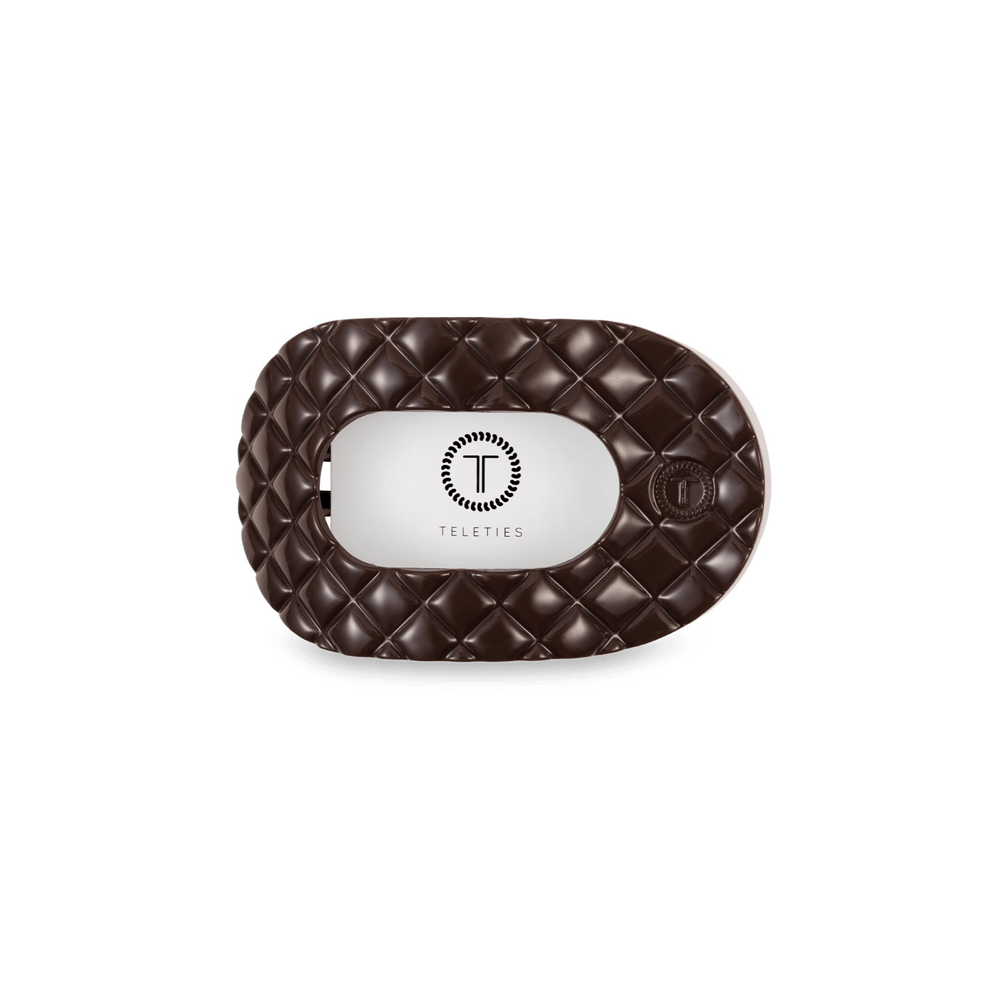 Truly Taupe Quilted Small Flat Round Hair Clip