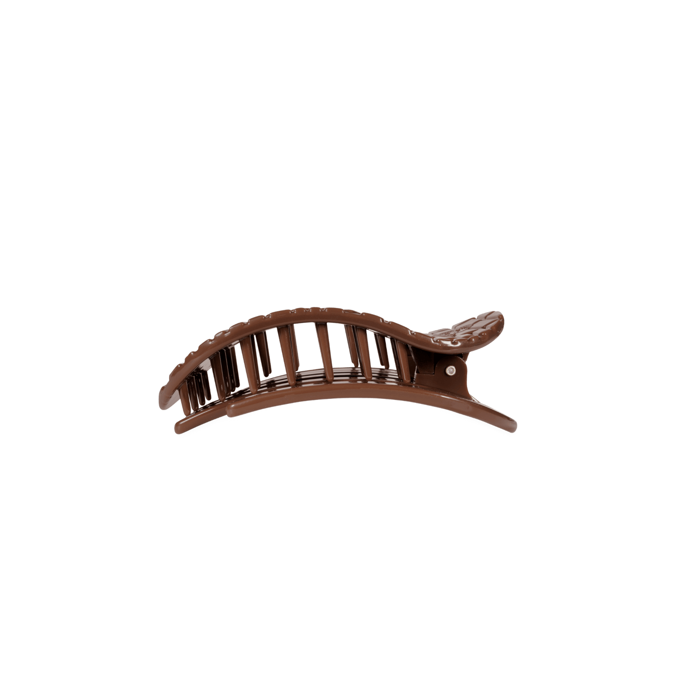 Brown Crocodile Small Flat Round Hair Clip