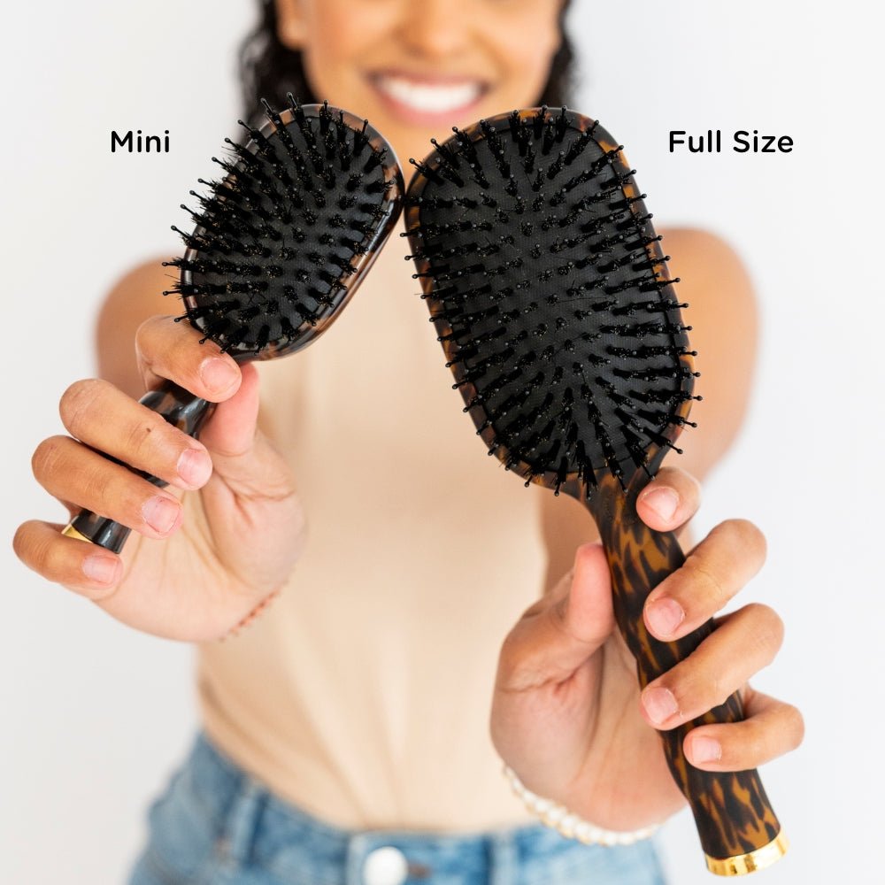 Mini Boar Bristle Hair Brush - Tortoise