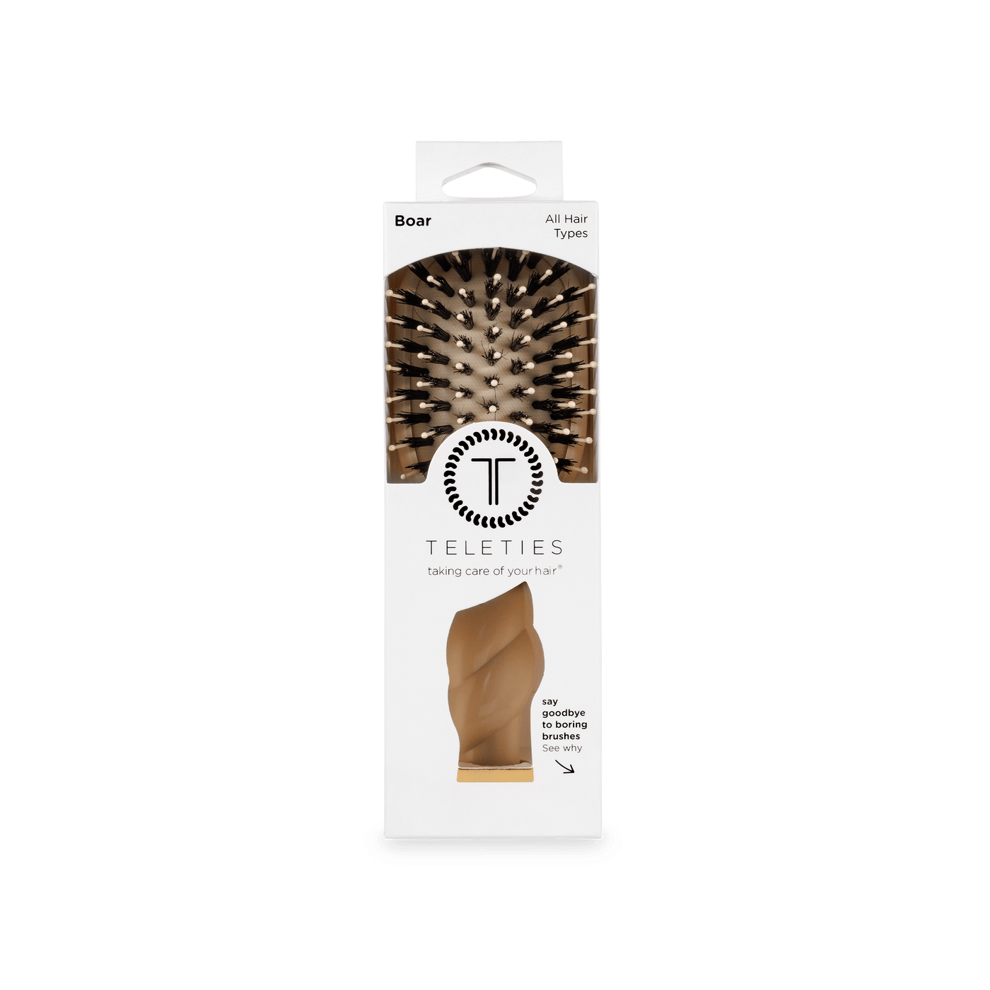 Mini Boar Bristle Hair Brush - Tan