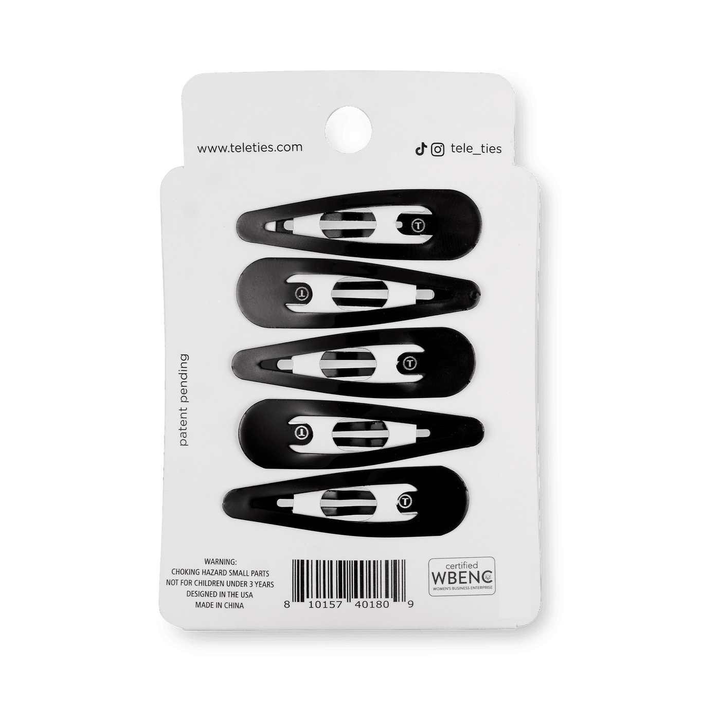Jet Black Snap Clip (6Ct)