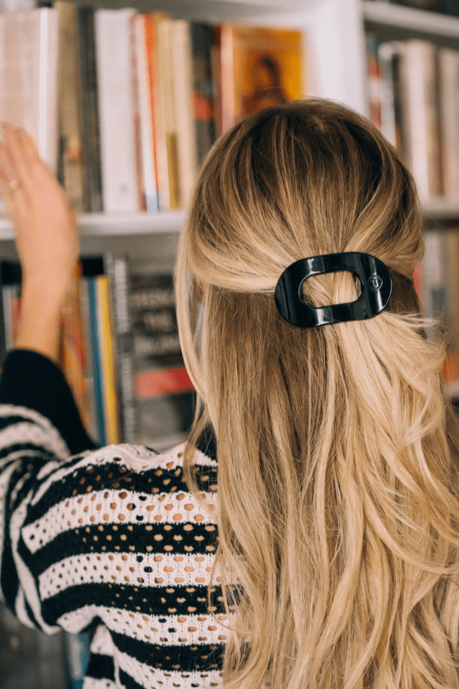 Jet Black Small Flat Round Hair Clip