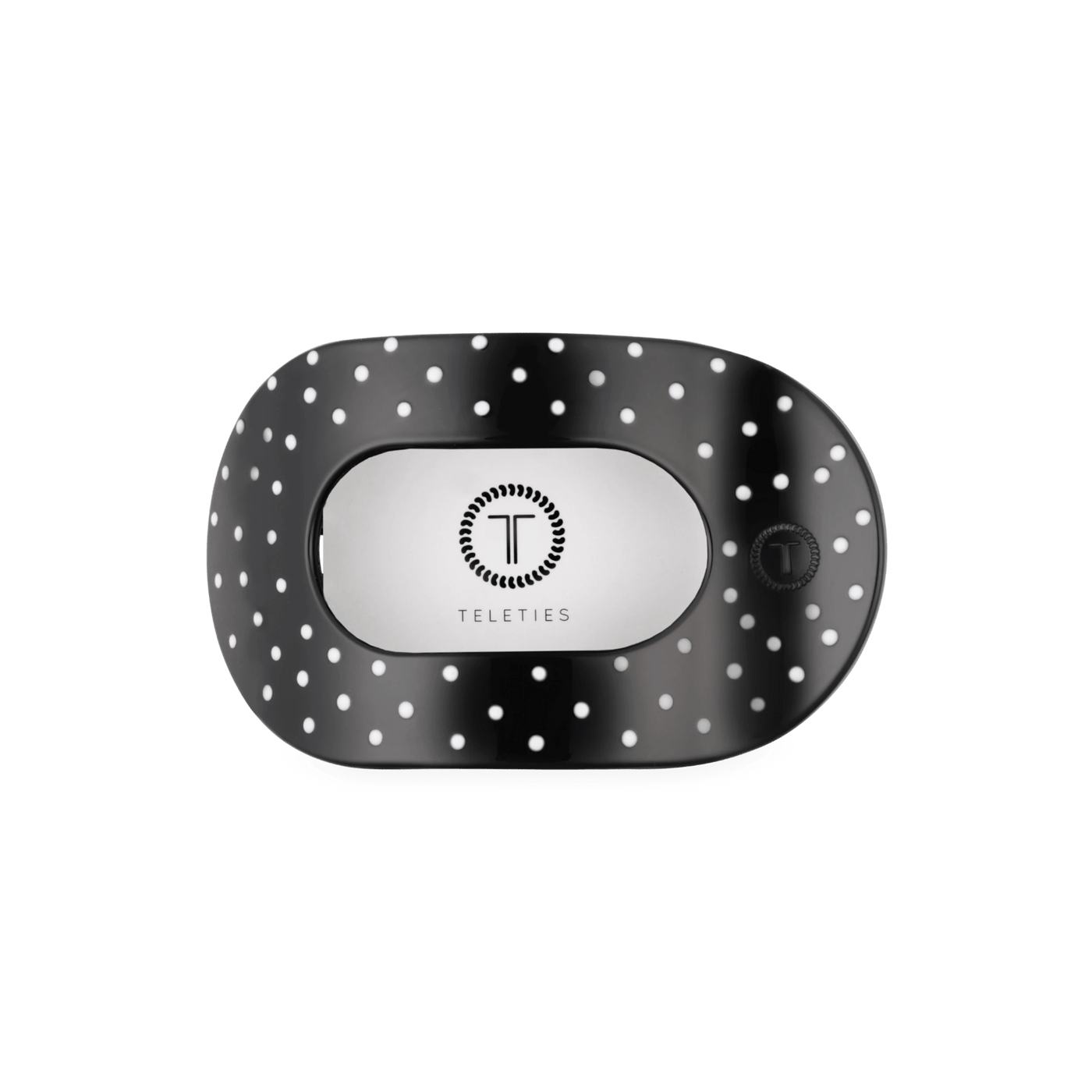 Black Polka Dot Party Medium Flat Round Hair Clip