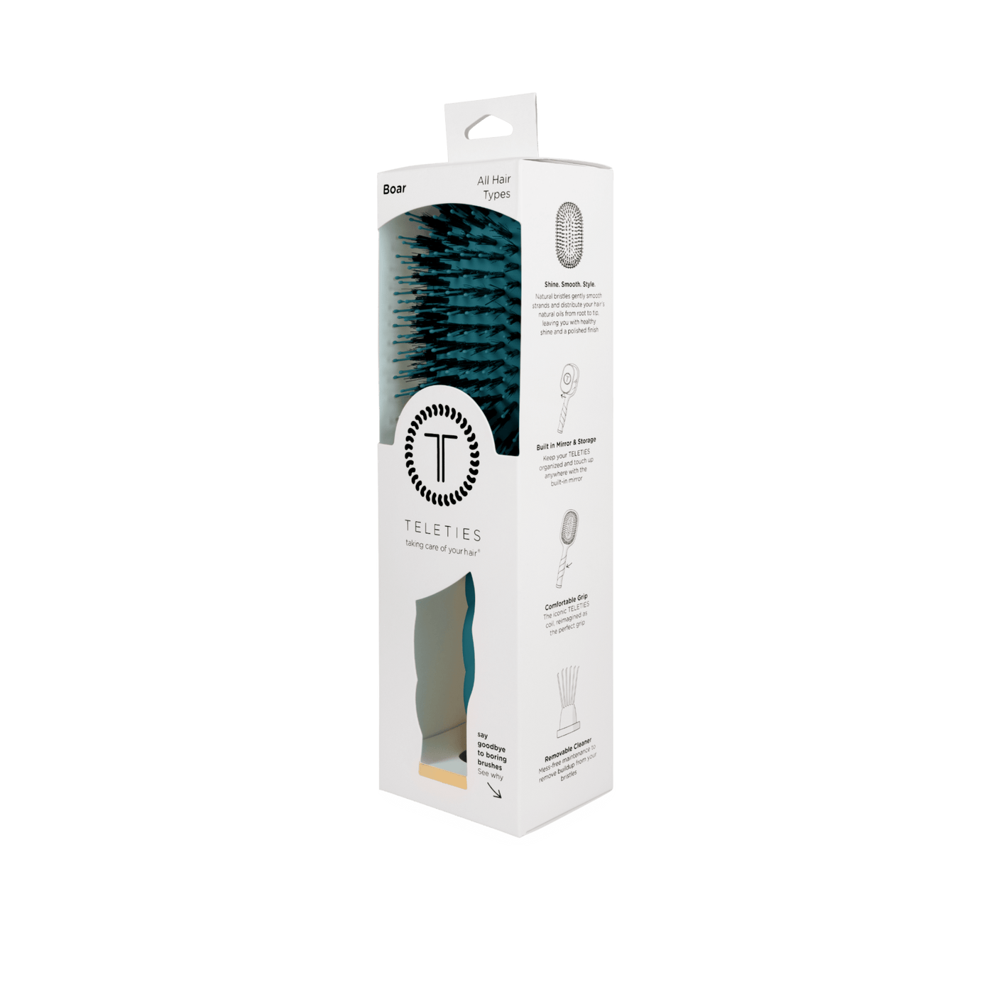 Boar Bristle Hair Brush - Teal With It